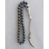 Dogal Taş Hematit Tesbih,Metal Zülfikar Kılıç püsküllü tespih - 3