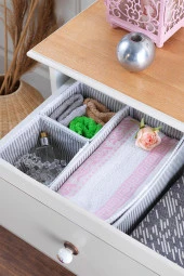 3 Bölmeli 4 Parça Çekmece İçi Düzenleyici | Organizer Beyaz/Gri thumbnail 1