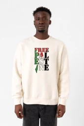 Free Palestine Ekru Erkek 2ip Sweatshirt - 1