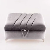 Çizgili Kutu Çeyizlik, Seccade + Tesbih + Kuran Hediye Seti (Çanta Boy, Kadife, Gri, Elif-Vav) thumbnail 1