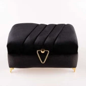 Çizgili Kutu Çeyizlik, Seccade + Tesbih + Kuran Hediye Seti (Çanta Boy, Kadife, Siyah, Elif-Vav) - 1