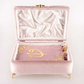 Çizgili Kutu Çeyizlik, Seccade + Tesbih + Kuran Hediye Seti (Çanta Boy, Kadife, P.Pembe, Elif-Vav) - 3