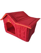 La Vista Dış Mekan Su Geçirmez Kedi ve Köpek Çatılı Ev Kırmızı 56-36-45cm - 1