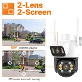 Çift Kameralı Dual Lens Hareket Takipli 4mp PTZ ip Wifi Güvenlik Kamerası - 2