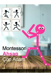 Pembe Ahşap Eğitici Oyuncak Montessori Çöp Adam Ahşap Oyuncak Ahşap Aktivite thumbnail 1