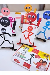 5'i 1 Yerde Ahşap Eğitici Montessori Çöp Adam Yapboz Aktivite Eğitici Oyuncak thumbnail 3