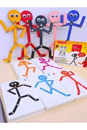 5'i 1 Yerde Ahşap Eğitici Montessori Çöp Adam Yapboz Aktivite Eğitici Oyuncak thumbnail 4