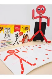 100. Yıla Özel Kırmızı Ahşap Eğitici Oyuncak Montessori Çöp Adam Siyah 30'lu Görev Kartı thumbnail 2