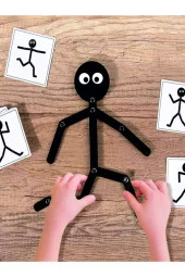 2 Adet Çöp Adam 1 adet 30lu Görev Kartı Montessori Ahşap Eğitici Oyuncak thumbnail 4