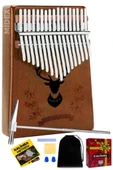 Midex KLX-880 Hakiki Ağaç Kalimba Geyik Desenli Ahşap Full Set 17 Çelik Tuşlu thumbnail 1
