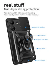 KNY Xiaomi Redmi Note 13 Pro 5G Kılıf Ultra Korumalı Yüzüklü Manyetik Sürgülü Vega Kapak Siyah - 2