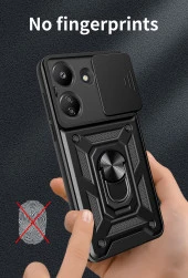 KNY Xiaomi Redmi Note 13 Pro 5G Kılıf Ultra Korumalı Yüzüklü Manyetik Sürgülü Vega Kapak Siyah - 4