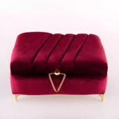 Çizgili Kutu Çeyizlik, Şal + Seccade + Tesbih + Kuran Hediye Seti (Orta B. Kadife, Bordo, Elif-Vav) thumbnail 2