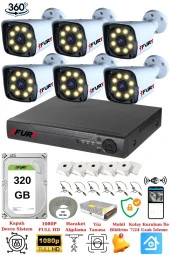 FURY 6 Kameralı 5mp Lens 1080p 2mp Color Görüntü 8 Warm Led Gece Görüş FullHd Güvenlik Kamera Sistemi 320 thumbnail 1