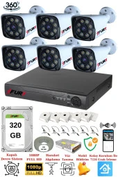 FURY 6 Kameralı 5mp Lens 1080p 2mp Color Görüntü 8 Warm Led Gece Görüş FullHd Güvenlik Kamera Sistemi 320 thumbnail 2
