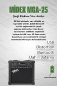 Midex MGA-25BK-PAK Elektro Gitar Amfisi 25 Watt USB Bluetooth ve Şarjlı (Amfi Mikrofon Stand Kulaklık Jack Kablo) thumbnail 2