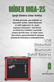 Midex MGA-25RD-PAK Elektro Gitar Amfisi 25 Watt USB Bluetooth ve Şarjlı (Amfi Mikrofon Stand Kulaklık Jack Kablo) thumbnail 2