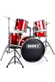 Midex CD900X-RD 22'' Yetişkin Akustik Bateri Davul Seti 22B-13T-12T-16F-14S (5 Parça) thumbnail 1