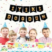 Siyah Gold İyiki Doğdun Zarflı Banner - 1