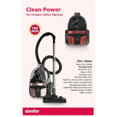SİMFER SK-6302 TOZ TORBASIZ SÜPÜRGE CLEAN POWER - 1