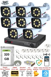 FURY 8 Kameralı 5mp Lens 1080p 2mp Color Görüntü 8 Warm Led Gece Görüş FullHd Güvenlik Kamera Sistemi 320 - 1