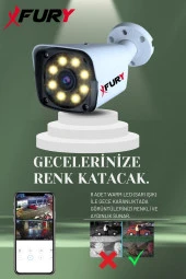 FURY 8 Kameralı 5mp Lens 1080p 2mp Color Görüntü 8 Warm Led Gece Görüş FullHd Güvenlik Kamera Sistemi 320 - 6