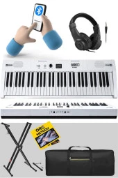 Midex PS4000WH-SET Tuş Hassasiyetli 61 Tuşlu Org Bluetooth USB Midi (Sustain Pedalı Çanta Kulaklık Stand METOD) - 2