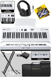 Midex PS4000WH-SET Tuş Hassasiyetli 61 Tuşlu Org Bluetooth USB Midi (Sustain Pedalı Çanta Kulaklık Stand METOD) - 3