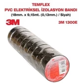 3M Elektrik Bandı Temflex 1300E Siyah 10 Adet - 1