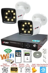 FURY 2 Kameralı 5mp Lens 1080p 2mp Color Görüntü 8 Warm Led Gece Görüş FullHd Güvenlik Kamera 5525W 1TB thumbnail 1