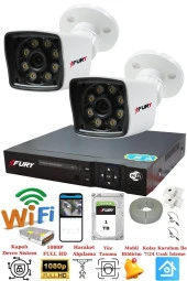 FURY 2 Kameralı 5mp Lens 1080p 2mp Color Görüntü 8 Warm Led Gece Görüş FullHd Güvenlik Kamera 5525W 1TB thumbnail 2