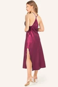 DoReMi Sırt Dantel Detaylı Yırtmaçlı Saten Gecelik thumbnail 9