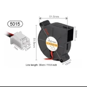 12V DC Salyangoz Fan 5015 12V 2-Pin 3D Yazıcı Soğutma Fanı thumbnail 7