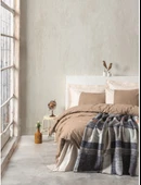 cotton Box Comfy Pamuk Battaniyeli çift Kişilik Nevresim Takımı Clement Vizon - 1