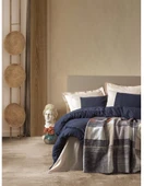 cotton Box Comfy Pamuk Battaniyeli Çift Kişilik Nevresim Takımı Clement Lacıvert - 1