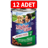 Miglior cane biftek dana etli ve sebzeli yetişkin köpek konservesi 12adet 405gr konserve yaş mama - 1