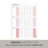 Amerikan Standardı Tarihsiz Üç Aylık Duvar Takvimi, Pembe Renkler, Pazar Günü Başlagıç, Üç Aylık Duvar Planlayıcısı, 90 thumbnail 2