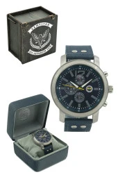 Fenerbahçe Orijinal Lisanslı Lacivert Renk Deri Kordonlu Kol Saati Hediyelik Ahşap Kutulu - 1