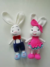 Bay ve Bayan Paskalya Tavşanı Amigurumi Organik Oyuncak - 1