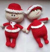 Yılbaşı Neşeli İkizleri Amigurumi Organik Oyuncak - 1