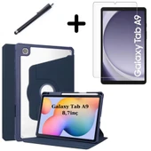 Samsung Galaxy Tab A9 8.7inç X110 X113 X115 X117 Kılıf Termik Kalem Bölmeli Dönebilen Standlı Case SET - 3
