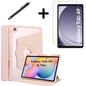 Samsung Galaxy Tab A9 8.7inç X110 X113 X115 X117 Kılıf Termik Kalem Bölmeli Dönebilen Standlı Case SET - 6
