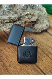 El Yapımı Hakiki Deri Kılıflı Zippo Çakmak - 2
