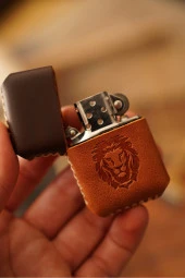 El Yapımı Hakiki Deri Zippo Çakmak - 3