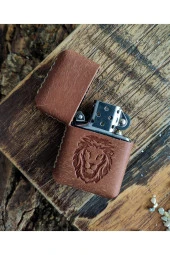 El Yapımı Hakiki Deri Kılıflı Zippo Çakmak - 1