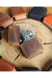El Yapımı Hakiki Deri Zippo Çakmak - 1