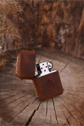 El Yapımı Hakiki Deri Zippo Çakmak - 1