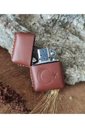 El Yapımı Hakiki Deri Kılıflı Zippo Çakmak - 1
