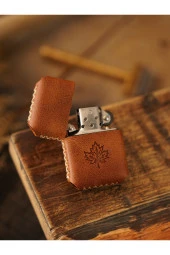 El Yapımı Hakiki Deri Kılıflı Zippo Çakmak - 1