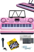 Midex PS-1500PK Başlangıç İçin 61 Tuşlu Org Pembe Renk Notalık Adaptör Mikrofon METOD (100 Ses 100 Ritim) thumbnail 1
